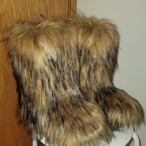 Faux Fur Boots in Brown and Black